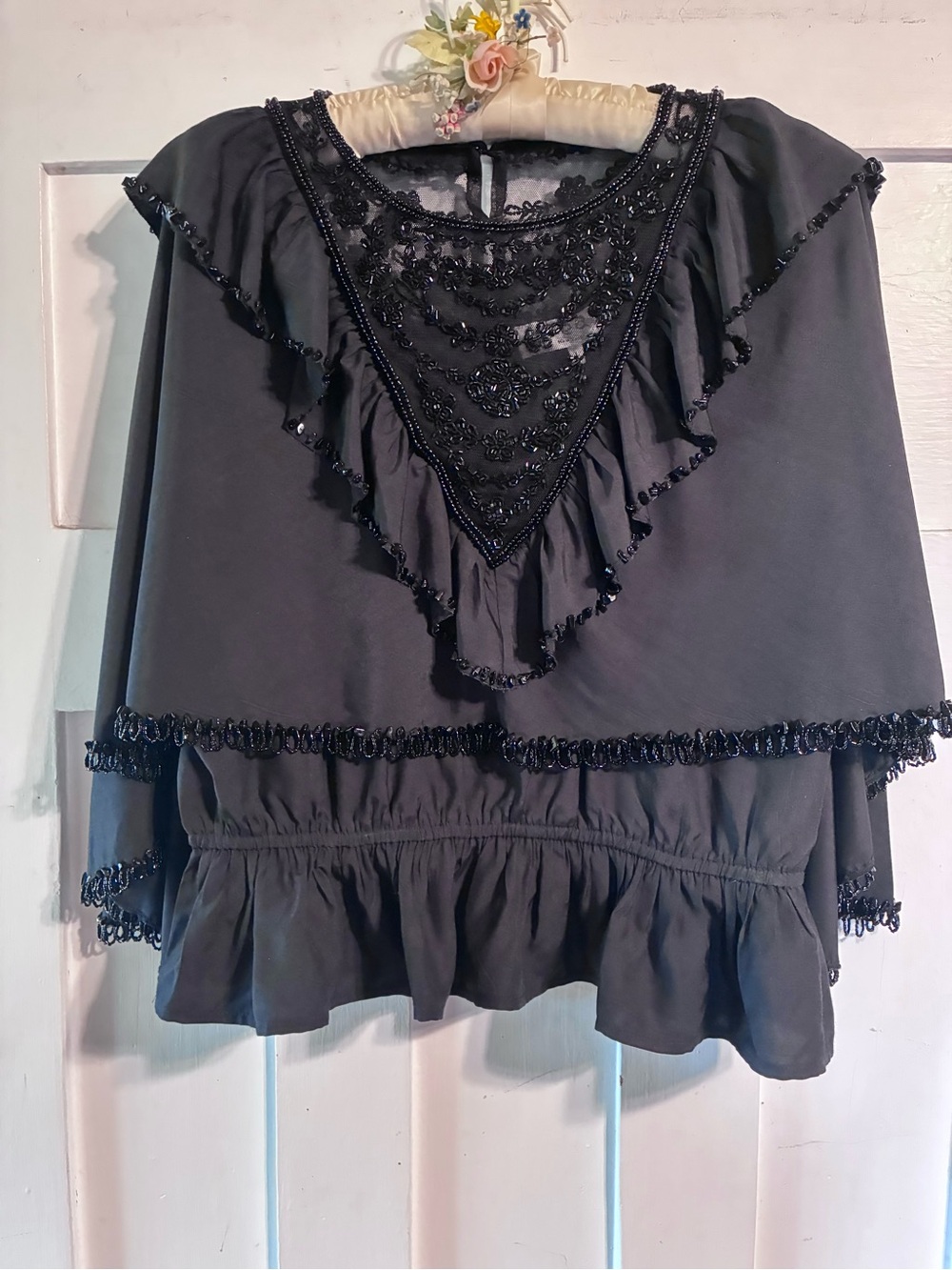 NWT A/W 2025 SEA New York Shanna Lace Beaded Capelet Top Size Large
